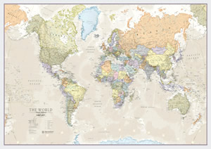 mappa Planisfero moderno ed elegante, adatto per l'arredamento cartografia politica aggiornata 200 x 120 cm 2023