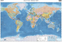 mappa Planisfero murale del mondo con fusi orari 100 x 70 cm stampata su un unico foglio in carta 2024