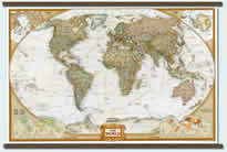 mappa murale Planisfero Politico in stile antico con Stati moderni, plastificato/laminato 181x128cm