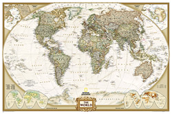 mappa murale Planisfero in stile Antico con Stati moderni, politico, in carta - 186 x 125 cm - nuova edizione