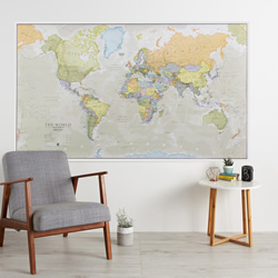 mappa murale Planisfero in stile vintage - plastificato - 200 x 120 cm - EDIZIONE Novembre 2023