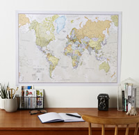 mappa murale Planisfero in stile vintage - 84 x 60 cm - nuova edizione