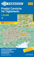 mappa topografica n.013 - Prealpi Carniche, Val Tagliamento - con Tolmezzo, M. Arvenis, Arta Terme, M. Sernio, Zuglio, Ovaro, Col Gentile, Raveo, Ampezzo, Villa Santina, Illegio, M. Amariana, Cavazzo, Verzegnis, Socchieve, Passo di M. Rest, M. Valcalda, Tramonti di Sopra, S. Francesco, Alesso, Lago di Cavazzo, Bordano, Venzone, Carnia - con reticolo UTM compatibile con GPS