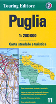 mappa stradale regionale Puglia - mappa stradale - con distanze stradali, percorsi panoramici - nuova edizione