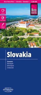 mappa Repubblica Slovacca / Slovacchia stradale, impermeabile e antistrappo con luoghi panoramici, distanze stradali, indice località Bratislava, Trnava, Nitra, Gyor, Zvolen, Bystrica, Banska, Trencin, Zilina, Poprad, Presov, Kosice, Bardejov, Uzhorod 2024