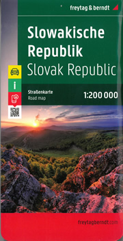 mappa Repubblica Slovacca stradale con luoghi panoramici, distanze stradali, indice località Bratislava, Trnava, Nitra, Gyor, Zvolen, Bystrica, Banska, Trencin, Zilina, Poprad, Presov, Kosice, Bardejov, Uzhorod 2023