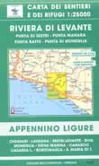 mappa topografica n.8 - Riviera di Levante - con Punta di Sestri, Punta Manara, Punta Baffe, Punta di Moneglia, Chiavari, Lavagna, Sestri Levante, Riva, Deiva Marina, Carasco, Casarza, Borzonasca, S.Maria del Taro