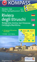 mappa topografica n.2461 - Riviera degli Etruschi - con Rosignano, Cecina, San Vincenzo, Campiglia Marittima, Bibbona, Sassa, Bolgheri, Serrazzano, Castagneto Carducci, Suvereto, Venturina - plastificata, compatibile con GPS