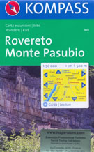 mappa topografica n.101 - Rovereto, Monte Pasubio, Monte Baldo, Limone sul Garda, Riva del Garda, Lago di Ledro, Tofino, Fiavé, Arco, Vattaro, Lavarone, Mori, Ala, Avio, Pòsina, Recoaro Terme - con sentieri CAI, percorsi MTB, vie ferrate e funivie - nuova edizione