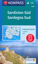 mappa topografica n.2499 - Sardegna del Sud - set di 4 mappe escursionistiche con sentieri per il trekking e MTB - compatibili con GPS