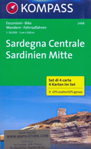 mappa topografica n.2498 - Sardegna centrale - Ozieri, Budduso, Lode, Siniscola, Bitti, Nuoro, Cuglieri, Oristano, Monti del Gennargentu, Tortoli, Baunei, Orosei, Guasila, Laconi- Set di 4 mappe escursionistiche con sentieri per il trekking e MTB - compatibili con GPS - edizione Dicembre 2022