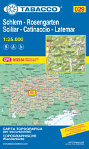 mappa topografica n.029 - Sciliar / Schlern, Catinaccio / Rosengarten, Latemar / Regglberg - Bolzano, Collepietra, M. Pozza, Laives, Lago di Carezza, Nova Levante, Nova Ponente, Aldino, C. Bianco, Pampeago, Predazzo, Moena, Soraga, Passo Costalunga, Vigo, Tires, Trodena - con reticolo UTM compatibile con sistemi GPS - nuova edizione