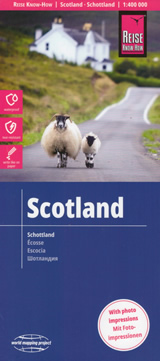 mappa Scozia con Edimburgo/Edimburgh, Glasgow, Newcastle, Belfast, Isole Shetland, Orkney Islands, Isola di Lewis stradale impermeabile e antistrappo 2023