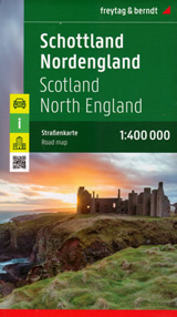 mappa stradale Scozia e Inghilterra del Nord - con Thurso, Aberdeen, Edinburgo/Edinburgh, Glasgow, Newcastle, Belfast - EDIZIONE Luglio 2023