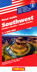 mappa n.6 USA SouthWest con Southern Rockies, Canyon Country, Grand Canyon, Bryce, Colorado, Indian Zion, Arches, Mesa Verde cartografia aggiornata, dettagliata e facile da leggere + stradale 2022