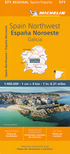 mappa stradale Spagna Nord-Ovest - Galicia/Galizia, con Santiago de Compostela, La Corugna, Vigo, Lugo, Pontevedra, Ourense - mappa stradale Michelin n.571 - EDIZIONE Maggio 2023
