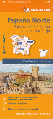 mappa Spagna Paìs Vasco/Euskadi/Paesi Baschi, Navarra, La Rioja stradale Michelin n.573 2022