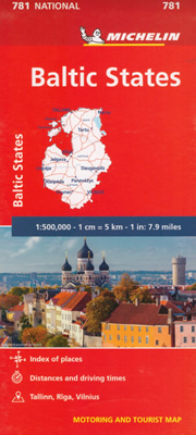 mappa stradale Stati Baltici - Estonia, Lettonia, Lituania - con Riga, Vilnius, Tallinn - mappa stradale Michelin n.781 - EDIZIONE 2024