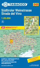 mappa n.049 Sudtiroler Weinstrasse, Strada del Vino Appiano, Caldaro, Termeno, Cortaccia, Magrè, Salorno, Roen, Mendola con reticolo UTM compatibile sistemi GPS 2019