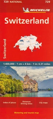 mappa Svizzera con Berna, Zurigo, Ginevra, Losanna stradale Michelin n.729 2025