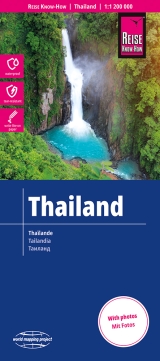 mappa Thailand (Thailandia / Tailandia) impermeabile e antistrappo con Bangkok, Chiang Mai, Ubon Ratchathani, Phuket, Hat Yai, Ko Samui stradale spiagge, parchi naturali luoghi panoramici 2024