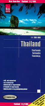 mappa Thailandia / Tailandia con Bangkok, Chiang Mai, Ubon Ratchathani, Phuket, Hat Yai, Ko Samui impermeabile e antistrappo