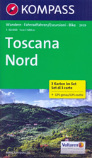 mappa topografica n.2439 - Toscana Nord, Appennino Tosco-Emiliano, dalla Garfagnana al Pratomagno (con Castelnovo, Passo del Cerreto, M. Cusna, Aulla, Alpi Apuane, Barga, M. Cimone, Carrara, Massa, Viareggio, Lucca, S. Marcello Pistoiese, Silla, Vernio, Pistoia, Firenze, Mugello, Vaglia, Borgo San Lorenzo, Marradi, Bagno di Romagna, Reggello, Bibbiena, Loro Ciuffenna) - set di 3 mappe escursionistiche con sentieri per il trekking e MTB - compatibili con GPS - edizione 2018