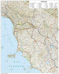 mappa murale Toscana - mappa murale con cartografia dettagliata ed aggiornata - plastificata - 90 x 110 cm - edizione 2024