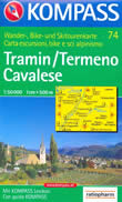 mappa topografica n.74 - Tramin / Termeno, Cavalese - con Latemar, Catena dei Lagorai, Cembra, Sanzeno, Bedollo, Salorno