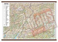 mappa murale Trentino Alto Adige - mappa murale con cartografia dettagliata ed aggiornata - plastificata, con eleganti aste in legno - 96 x 68 cm - edizione 2021