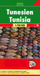 mappa stradale Tunisia / Tunisie / Tunisien - con Tunisi, Sfax, Nabeul, Ben Arous, Monastir, Sousse - mappa stradale con strade e piste, percorsi panoramici e spiagge - edizione 2024