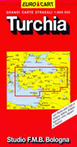 mappa stradale Turchia - con Ankara, Istanbul, Nicosia, Adana, Antalya, Izmir, Kayseri e Trabzon - edizione 2013