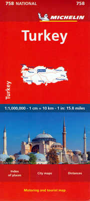 mappa Turchia stradale Michelin n.758 con Istanbul, Ankara, Smirne, Bursa, Adana, Gaziantep, Konya, Antalya