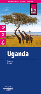 mappa Uganda stradale, impermeabile e antistrappo con luoghi panoramici, parchi riserve naturali 2023