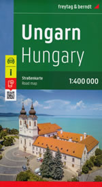 mappa stradale Ungheria - con Budapest, Debrecen, Miskolc, Szeged (Seghedino), Pécs (Cinquechiese), Győr, Nyíregyháza, Kecskemét, Székesfehérvár (Albareale), Eger, Esztergom (Strigonio) - EDIZIONE Dicembre 2022