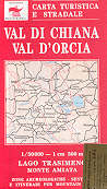 mappa topografica Val di Chiana, Val d' Orcia, Lago Trasimeno, Monte Amiata, Montepulciano, Montalcino