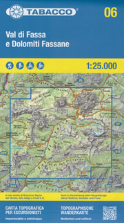 mappa n.006 Val di Fassa e Dolomiti Fassane con Alpe Siusi, Selva, Sella, Corvara, Passo Campolongo, Arabba, Sassolungo, Catinaccio, Campitello, Canazei, Pordoi, Alba, Lago Fedaia, Marmolada, Vigo, Pozza, Pera, Soraga, Moena, Forno, Latemar, Carezza, Nigra, Col Margherita, S. Pellegrino, Lusia, Valles, Falcade, Sciliar, Rodela, Viezzena, Sasso Vernale, Piz Boè, Arabba impermeabile, antistrappo, plastic free, eco friendly 2022