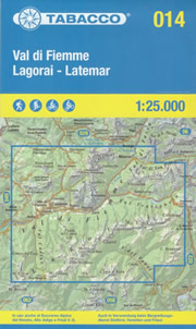 mappa n.014 Val di Fiemme, Lagorai, Latemar con reticolo UTM per GPS impermeabile, antistrappo, plastic free, eco friendly 2025
