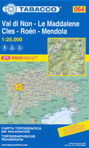 mappa topografica n.064 - Val di Non, Le Maddalene, Cles, Roen, Mendola, Val Tovel, Tuenno, Predaia, Val di Sole, Romeno, Cavareno, Novella, Fondo, Proves, Bresimo, S. Felice, Passo Palade, M. Luco, Val di Rabbi - compatibile con GPS - edizione 2020