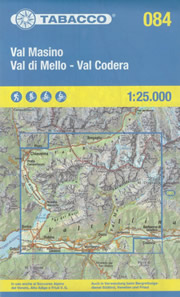 mappa n.084 Val Masino, di Mello, Codera, Bregaglia, Valtellina con reticolo UTM per GPS impermeabile, antistrappo, plastic free, eco friendly 2025