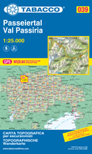 mappa topografica n.039 - Val Passiria / Passeiertal - Racines, Passo Giovo, Valtina, Passo Rombo, M. Principe, Altissima, S. Martino, Riobianco, Ridanna - con reticolo UTM compatibile con sistemi GPS - nuova edizione