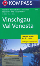 mappa topografica n.670 - Val Venosta / Vinschgau - set di 3 mappe escursionistiche, compatibili con sistemi GPS - nuova edizione