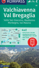 mappa topografica n.92 - Valchiavenna, Val Bregaglia, Madesimo, Val Masino, Passo dello Spluga, Novate Mezzola, Morbegno, Juf, Avers, Passo del Maloggia, Valle San Giacomo - mappa plastificata, compatibile con sistemi GPS - edizione 2022