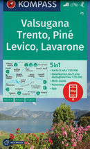 mappa n.75 Valsugana, Trento, Piné, Levico Terme, Lavarone, Pergine, Borgo Lago di Caldonazzo, Castello Tesino, Cima Dodici/Ferozzo, M. Verena, Luserna, d'Asta, Mezzocorona, Lavis plastificata, compatibile con GPS + panoramica 2020