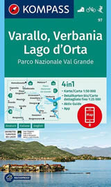 mappa Varallo, Verbania, Lago d'Orta, Parco Nazionale Val Grande, Domodossola, Villadossola, Malesco, Omegna, Maggiore, Arona, Borgomanero, Borgosesia, Grondo Kompass n.97 escursionistica, plastificata, compatibile con GPS 2023