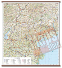 mappa Veneto murale con cartografia dettagliata ed aggiornata plastificata, eleganti aste in legno 96 x 86 cm 2021