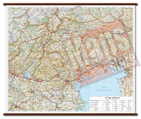 mappa Le Tre Venezie murale con cartografia dettagliata ed aggiornata plastificata, eleganti aste in legno 86 x 72 cm 2021