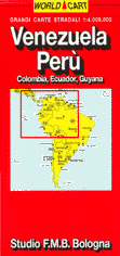 mappa Venezuela, Perù, Colombia, Ecuador, Guyana