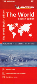 mappa The World / Il Mondo - planisfero / carta geografica del mondo politica - con bandiere, informazioni sul clima, popolazione, fusi orari e sezione dei poli - mappa n.701 Michelin - nuova edizione