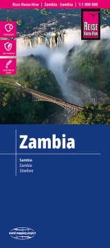 mappa Zambia con Kabwe, Ndola, Chipata, Mansa, Lusaka, Kasama, Solwezi, Livingstone, Mongu stradale, impermeabile e antistrappo 2024